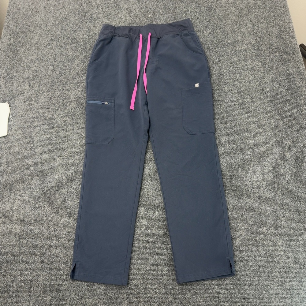 Figs Scrub Pants Women M Blue Polyester Viscose Cargo Technical Collection Work